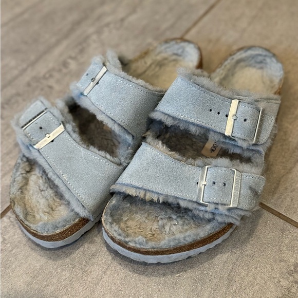 Birkenstock Arizona Shearling Lined Suede Slip On Sandals for Cozy Size 9-9.5 - Picture 6 of 13